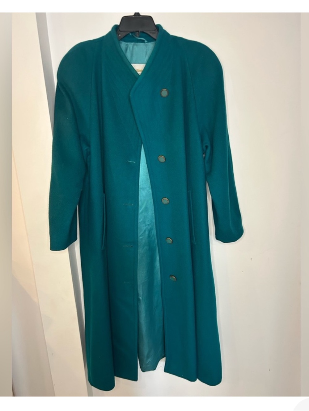 Stunning vintage teal 100% wool trench